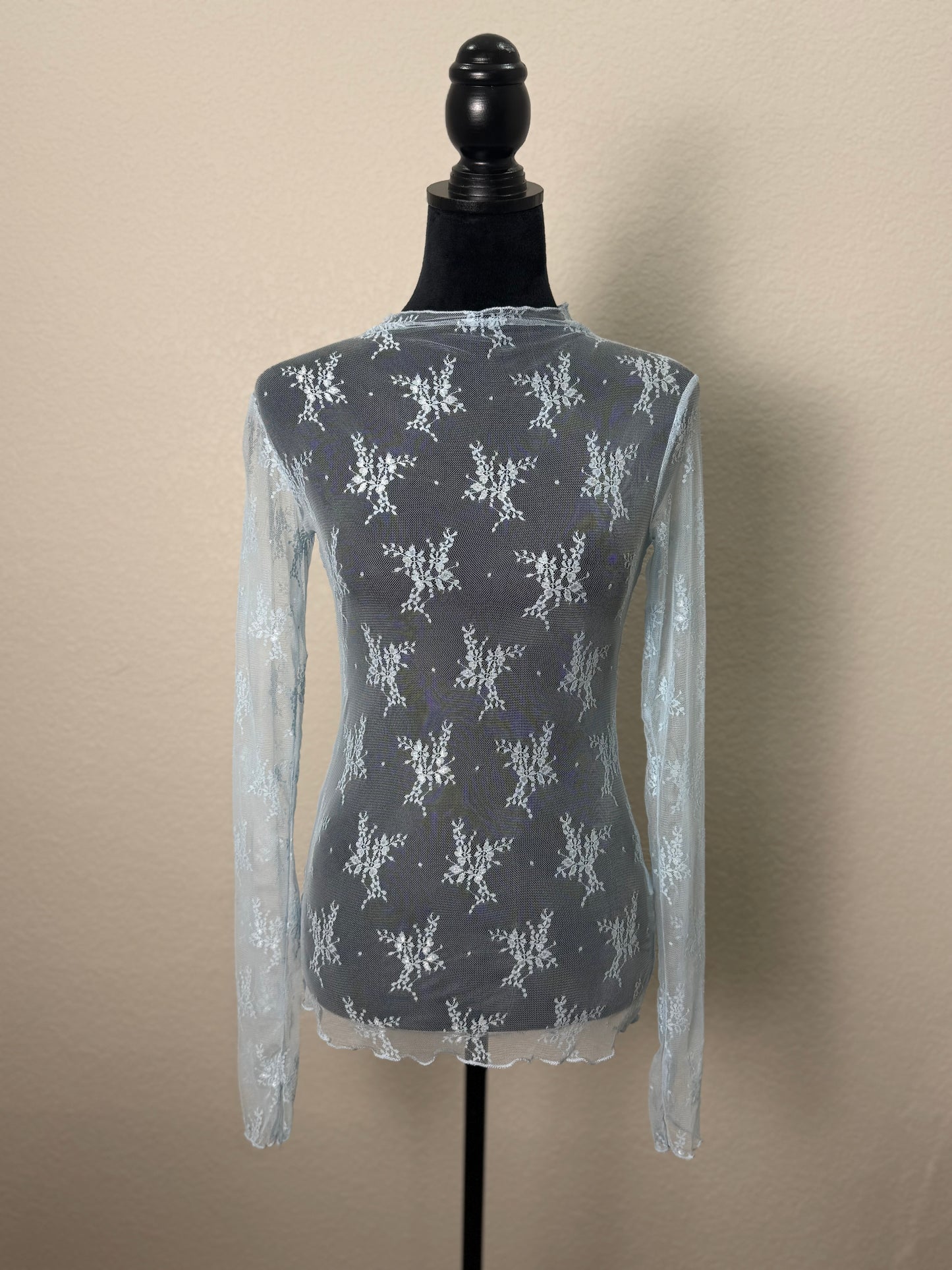 Mesh Lace Top in Light Blue