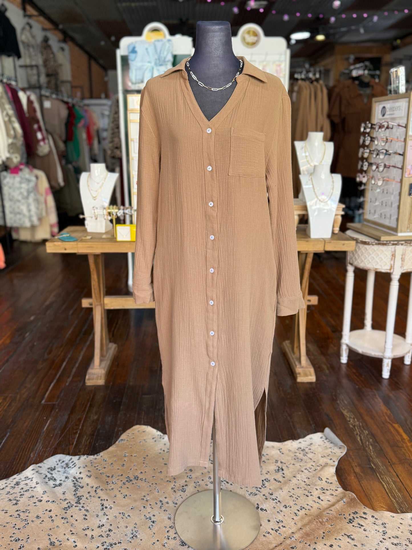 Midi Gauze Dress in Coco