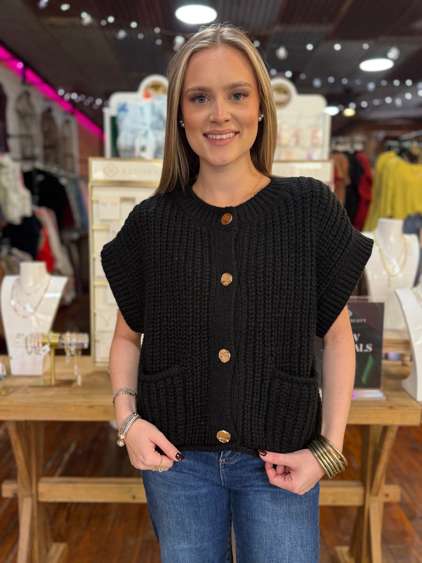 Chunky Black Sweater Top