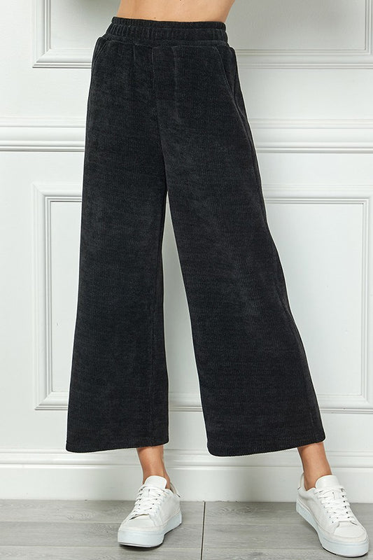 Chenille Cropped Wide Pants