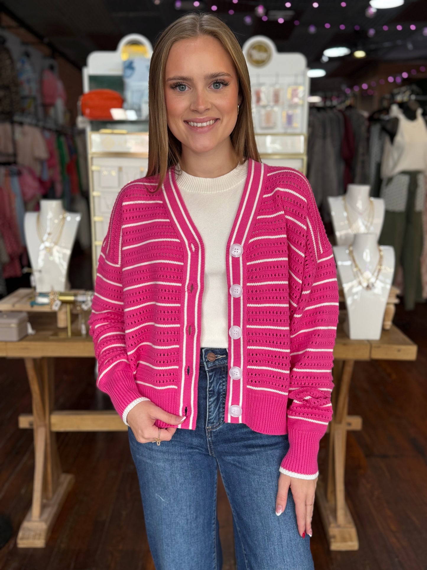Sugar Pink Knit Cardigan