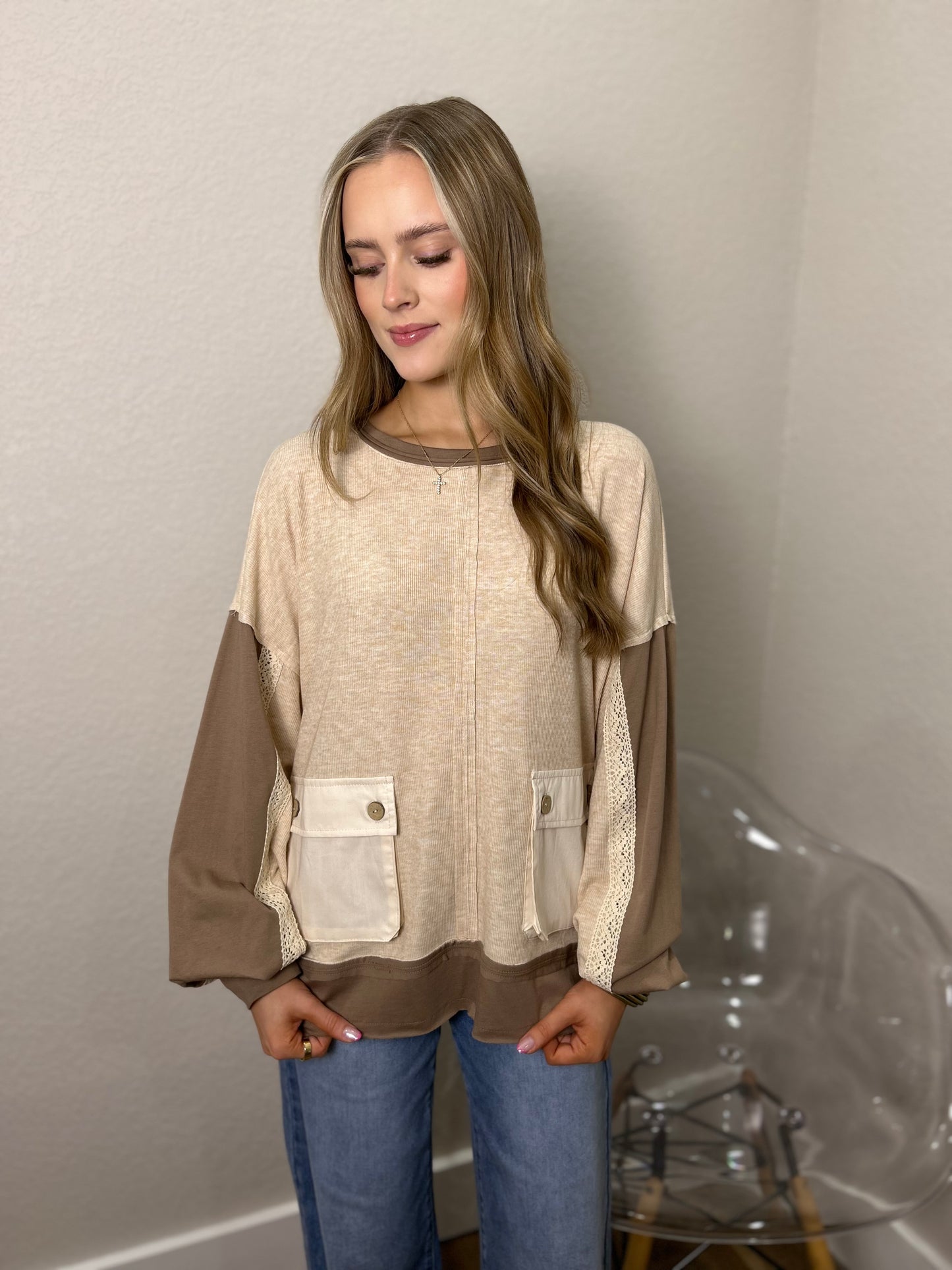 Laci Lightweight Sweatshirt in Oatmeal Multi
