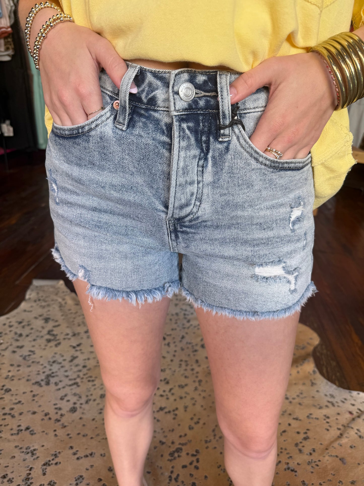 High Rise Shorts in Cool Blue x Mica