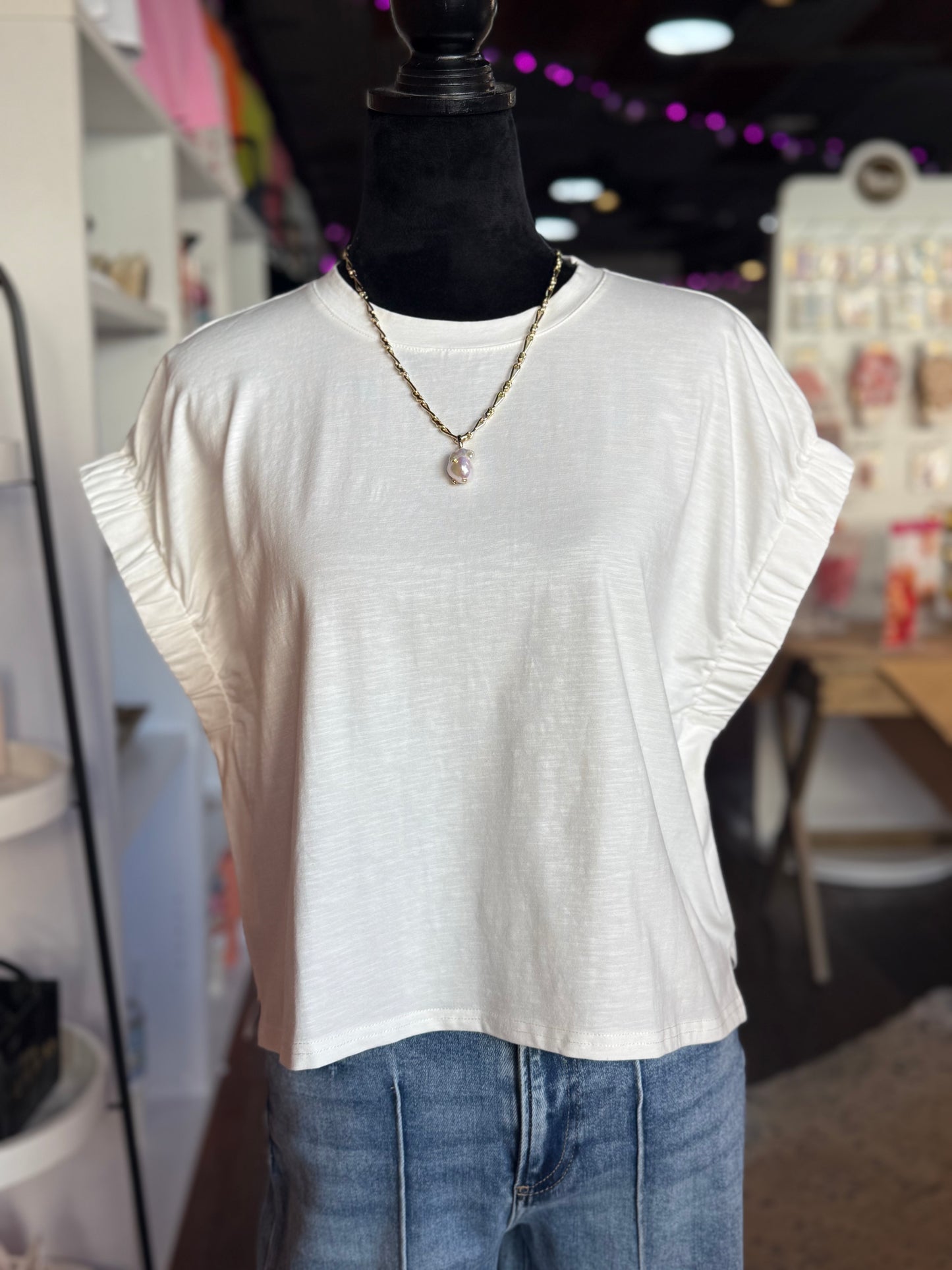 Easy Oversized Knit Top in White