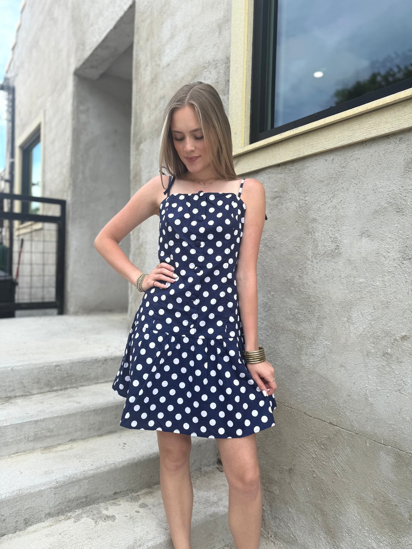 Rachel Polka Dot Dress in Navy