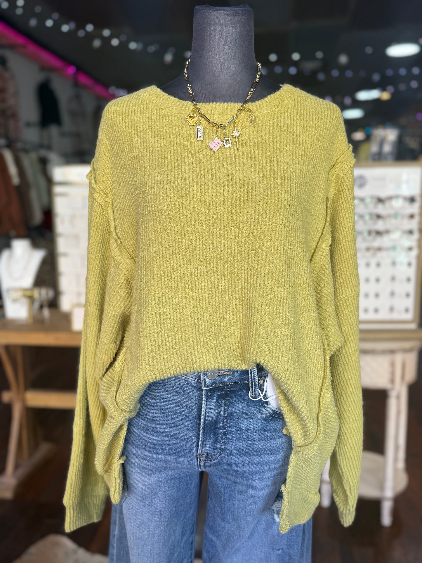 Lime Rib Knit Sweater