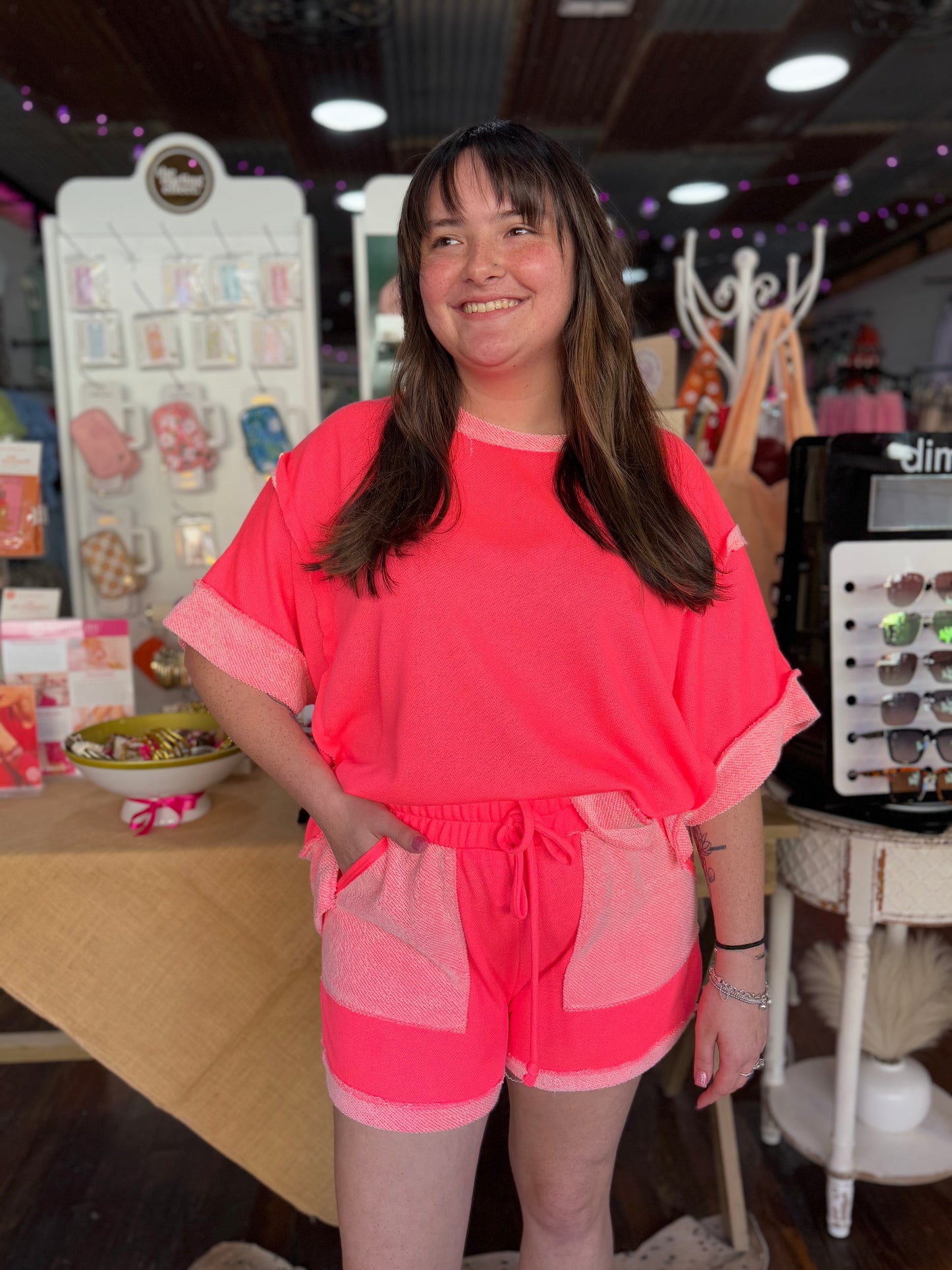 Bright Terry Set in Neon Pink