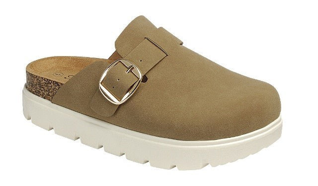 Platform Clog Shoes in Taupe