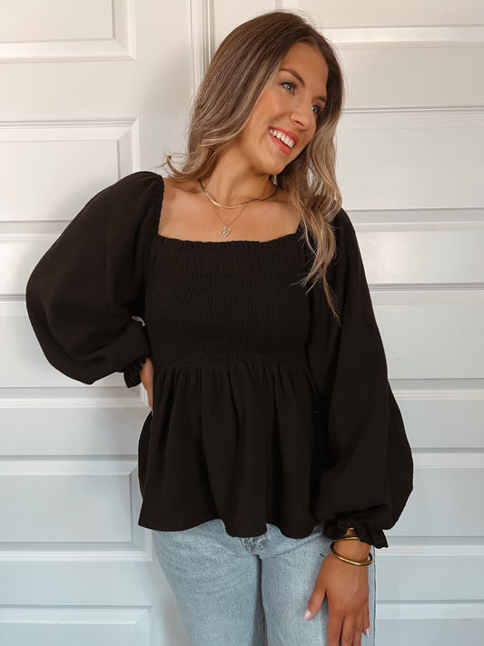 Smoking Tiered Top in Black