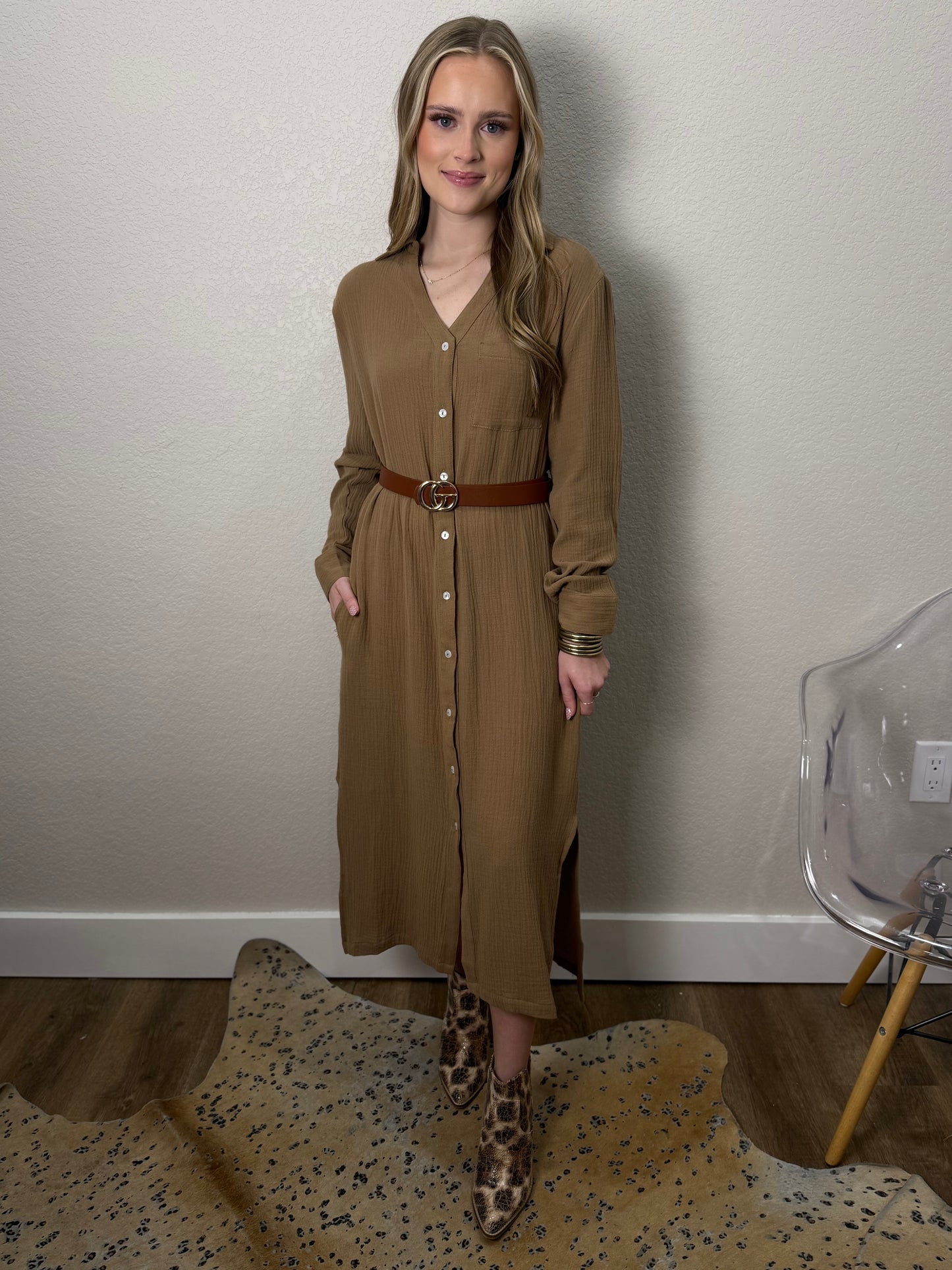 Midi Gauze Dress in Coco