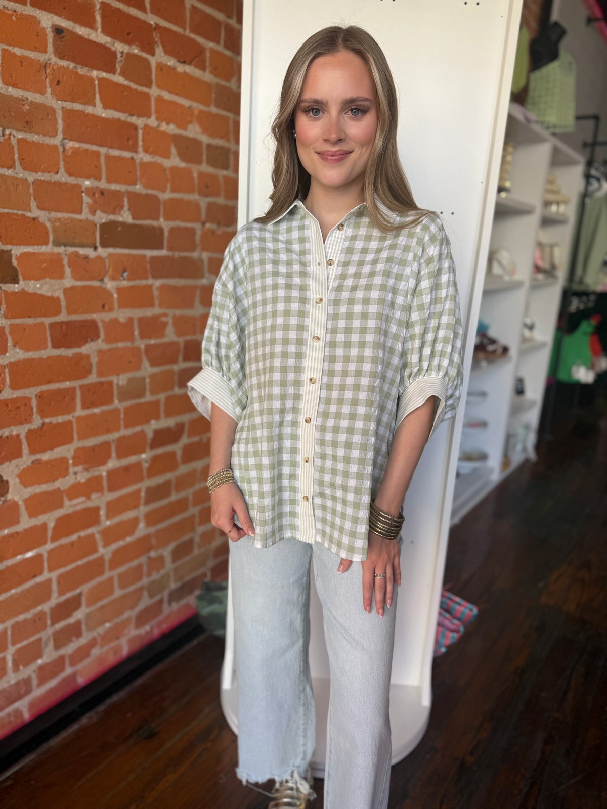 Mix It Up Gingham Starfruit Shirt