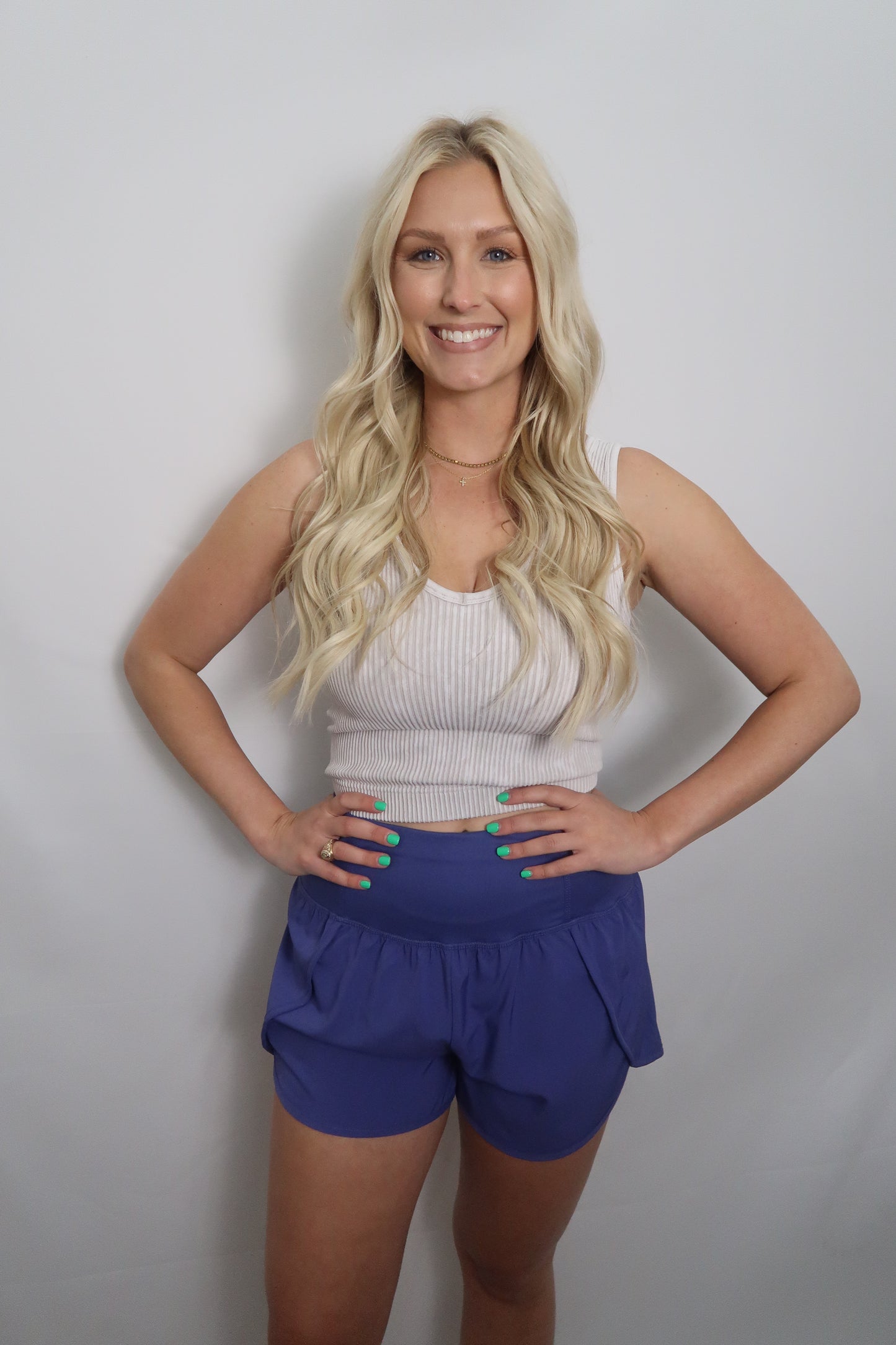 Zippered Back Running Shorts in Marlin