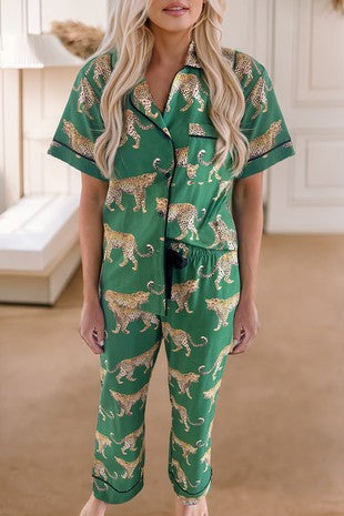 Cheetah Pajama Pants Set