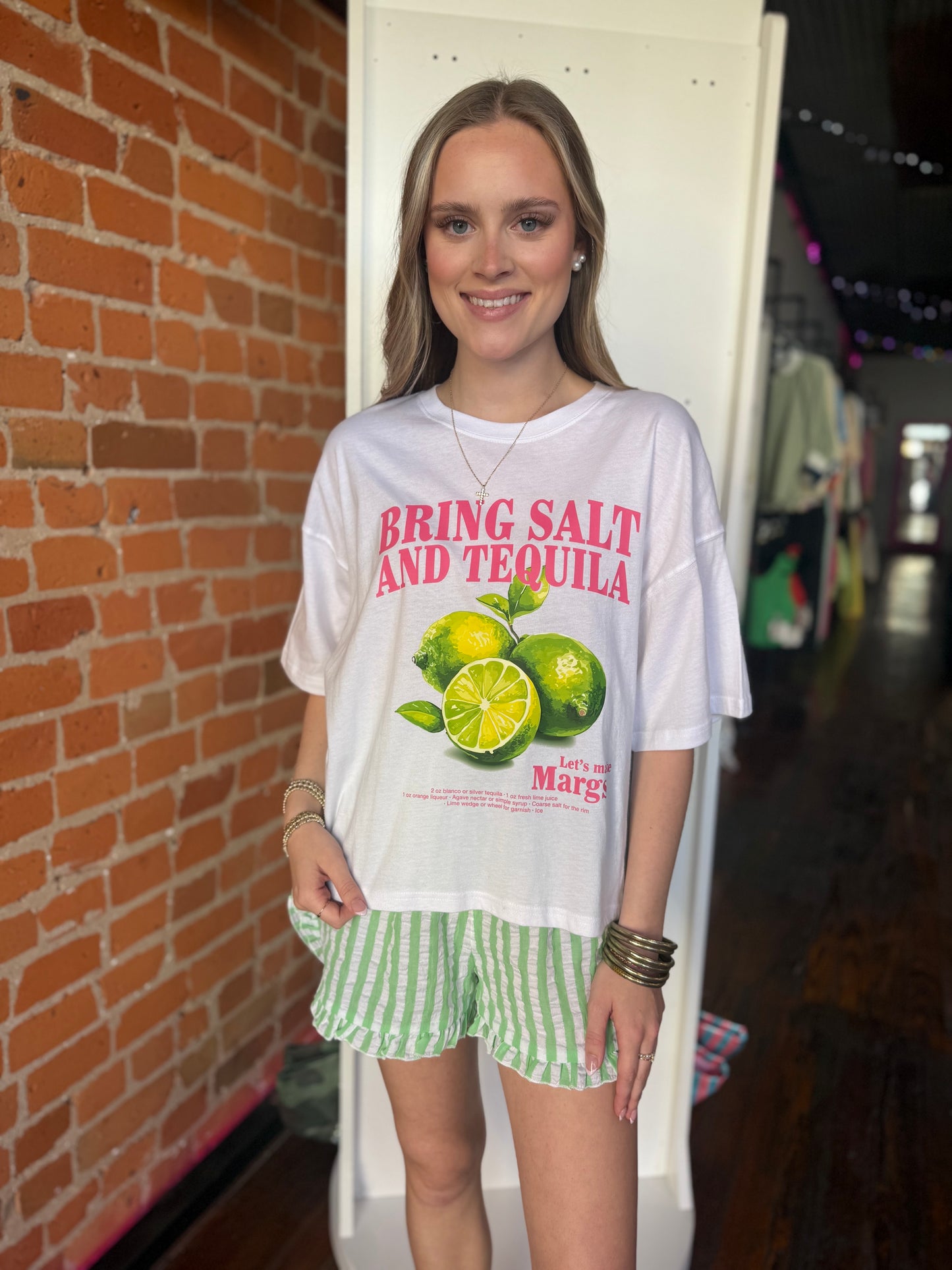 Lime Green Stripe Shorts