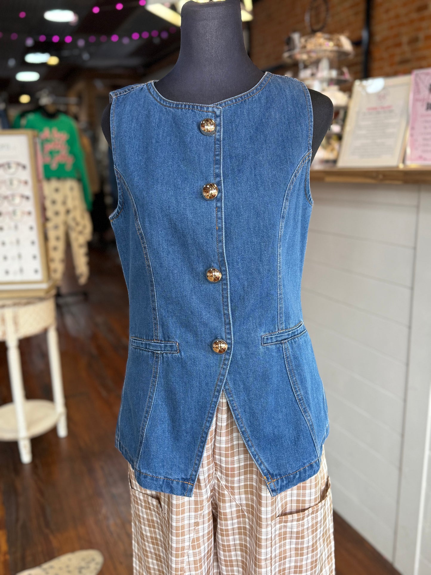 Gracie Gold Button Denim Vest