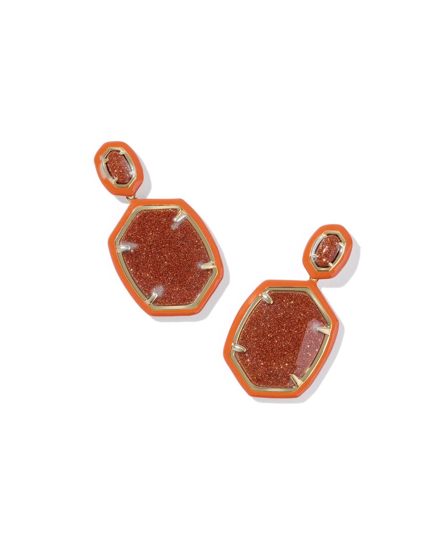Daphne Enamel Frame Drop Earrings - KS