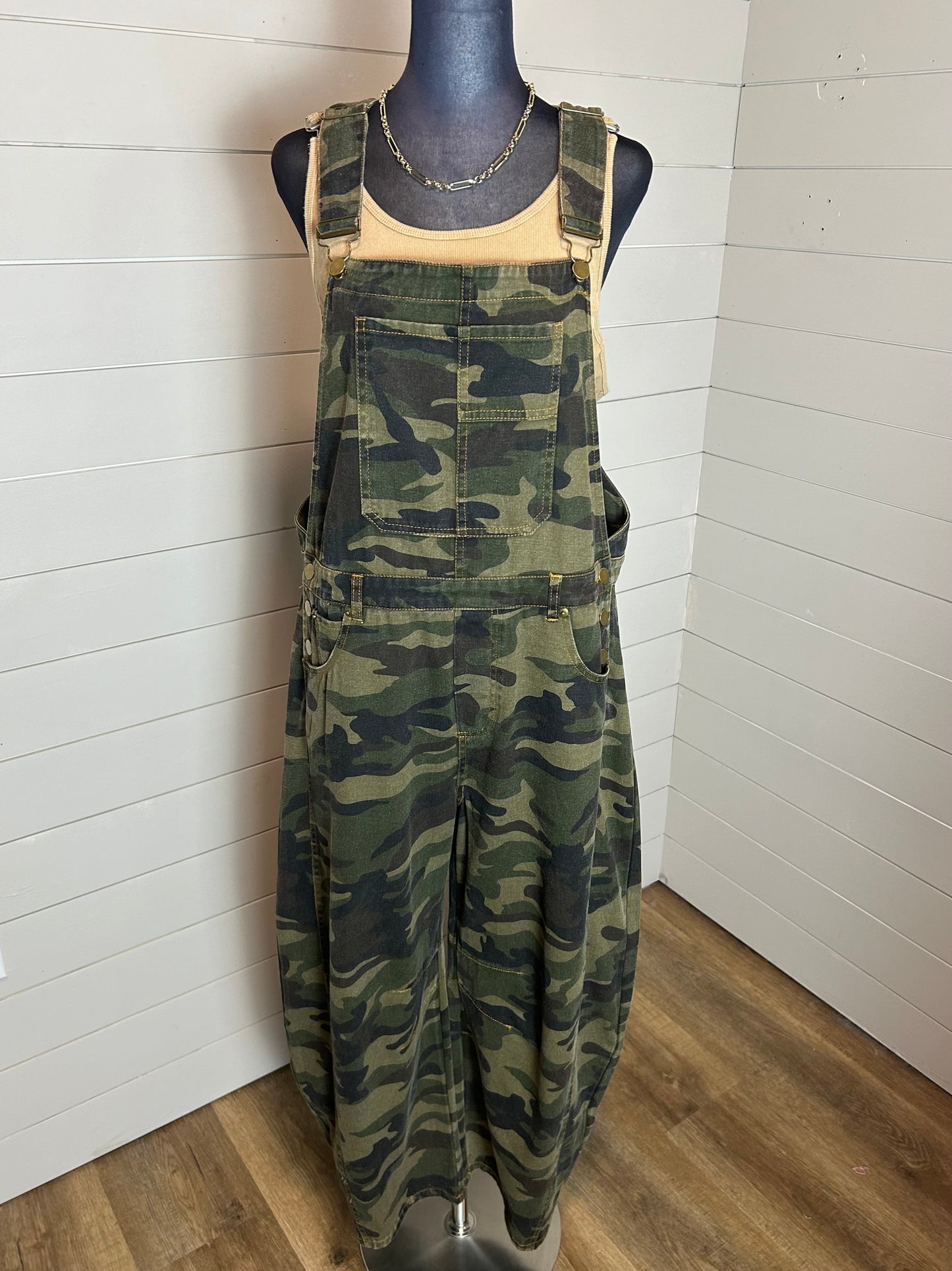 Georgia Washed Camo Overall Jumpsuit