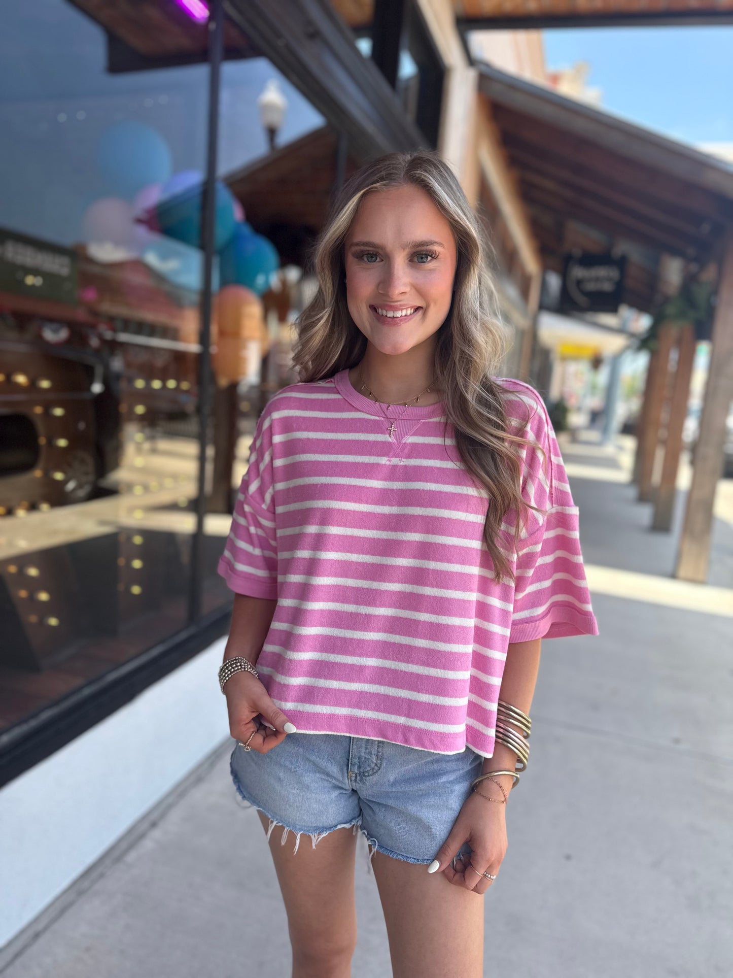 Beachin’ Tow Top in Pink Stripe