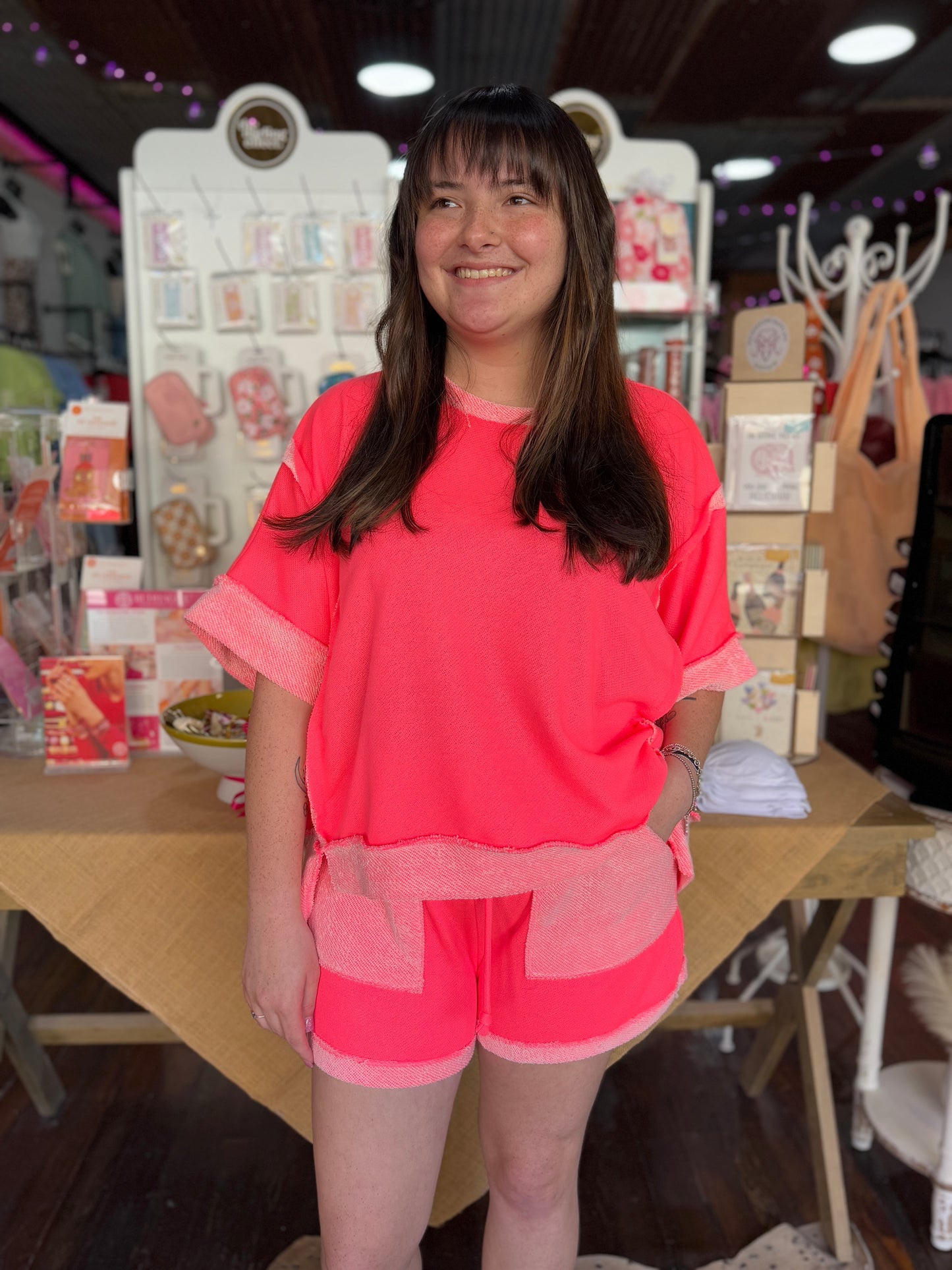 Bright Terry Set in Neon Pink