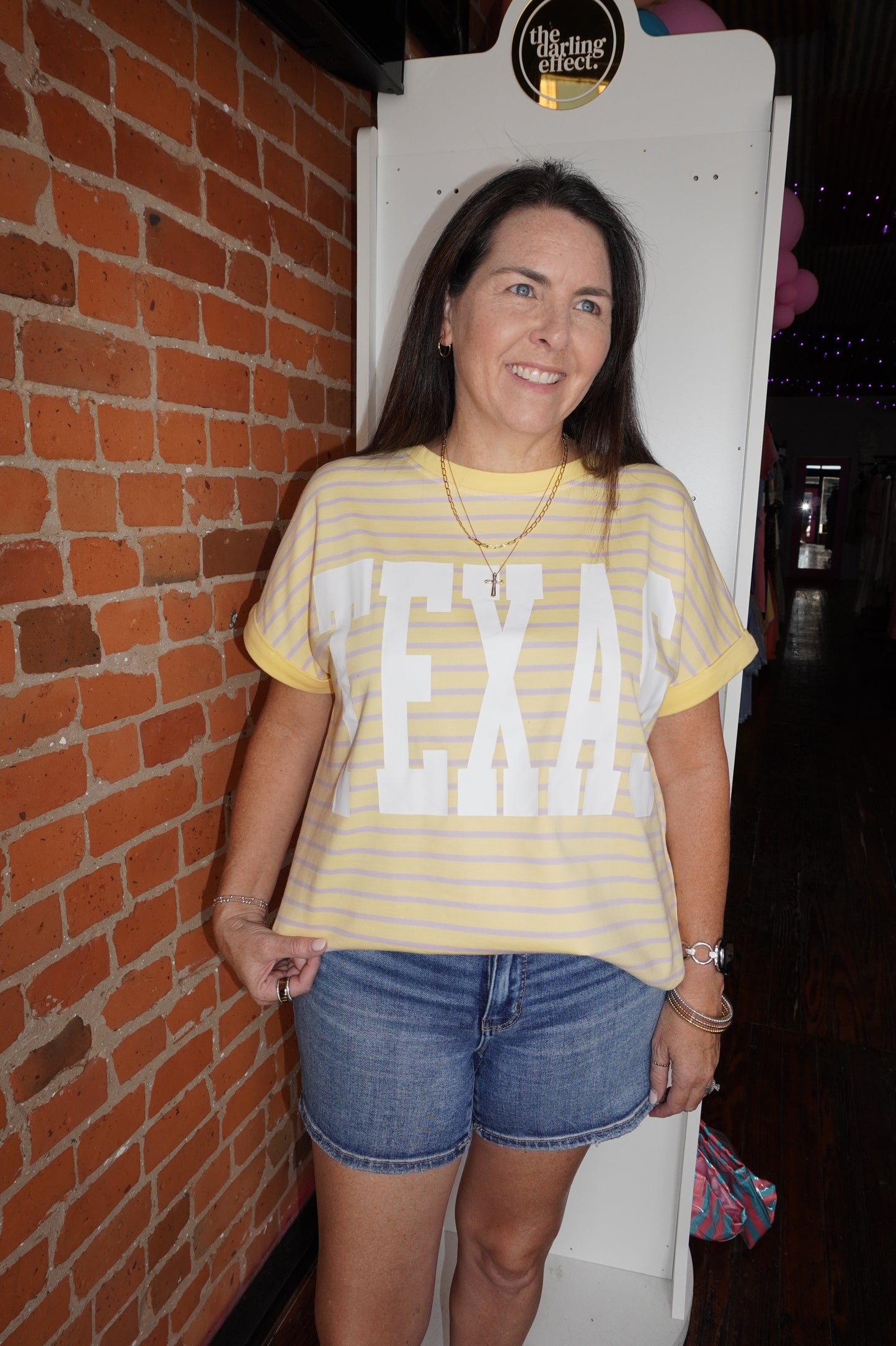 Texas Terry Stripe Top in Yellow/Lilac