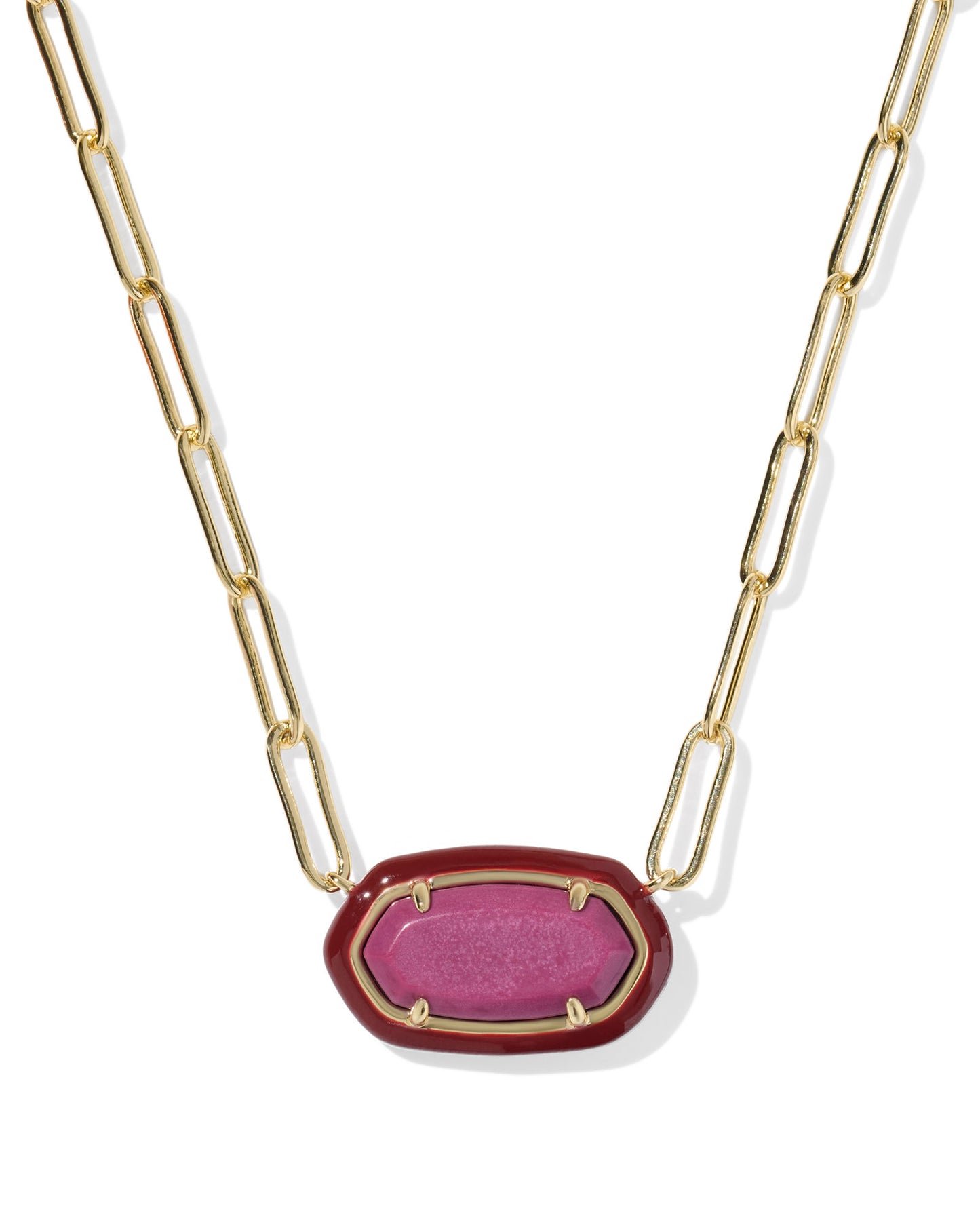 Elisa Enamel Frame Paperclip Necklace - KS