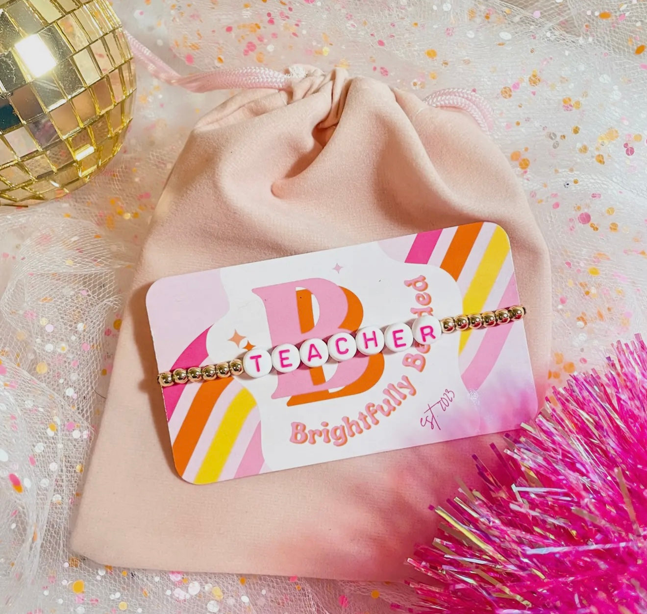 Teacher Bracelet - Brightfully Beaded