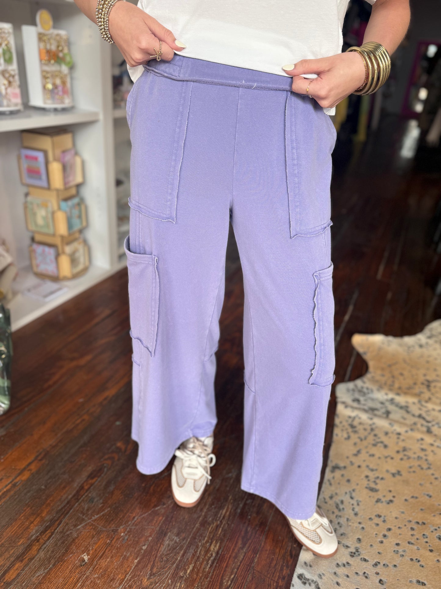 Mineral Wash Cargo Pants in Dusty Purple
