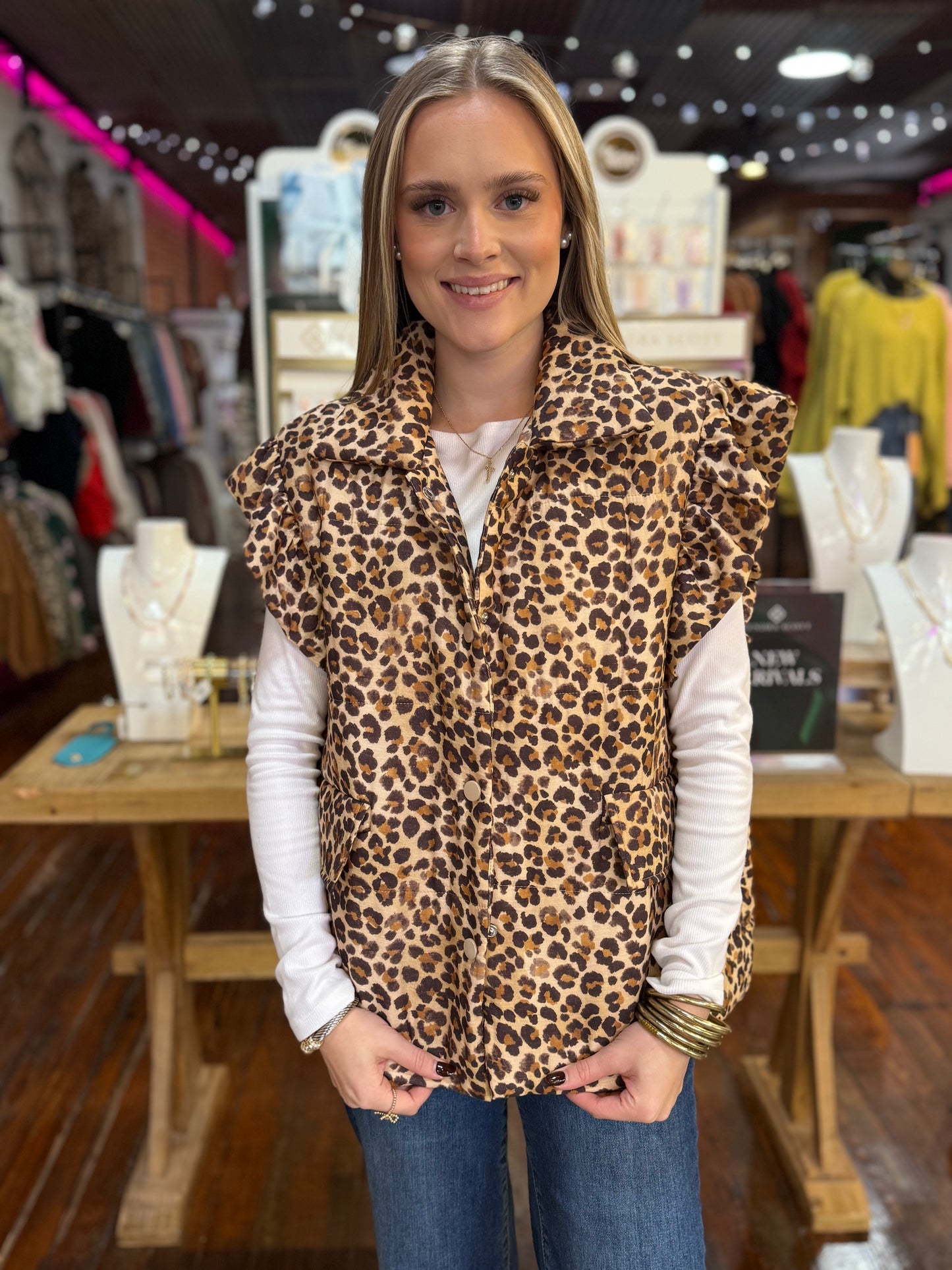 Leopard Puffer Vest