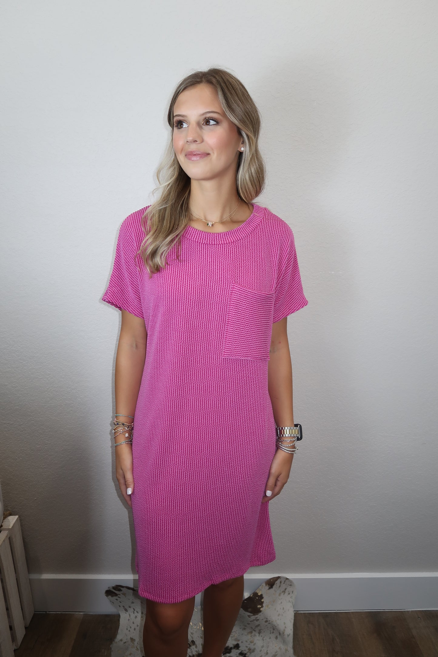 Basic Ribbed Dress in Orchid