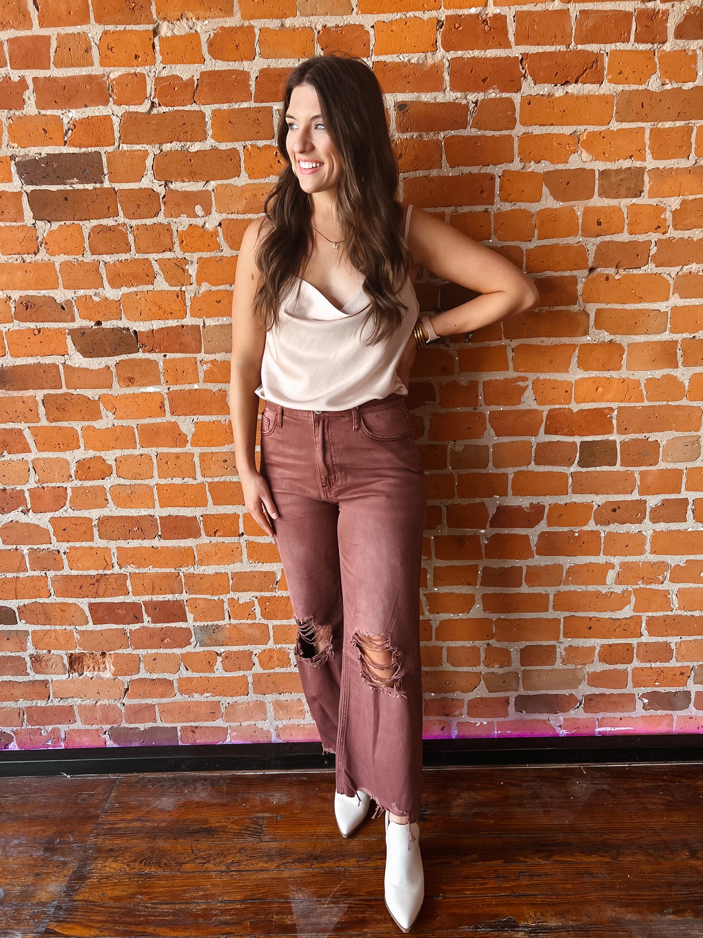 90's Vintage Flares in Rus Brown