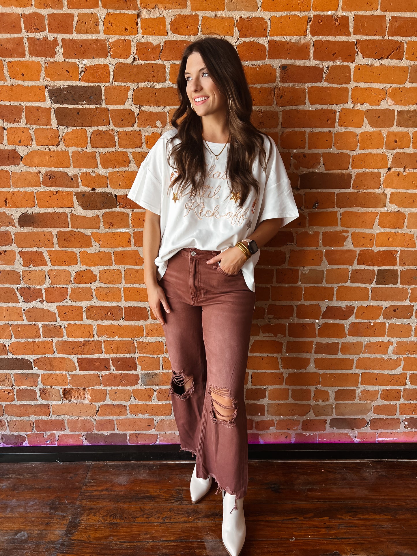 90's Vintage Flares in Rus Brown