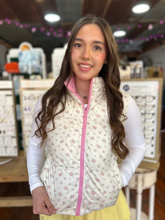 Creamy Pink Floral Vest