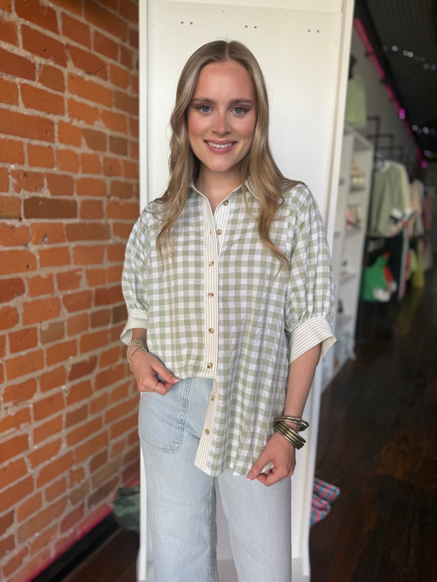 Mix It Up Gingham Starfruit Shirt
