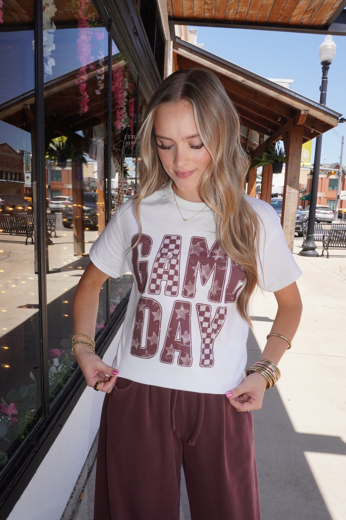 Game Day Maroon Checker Graphic
