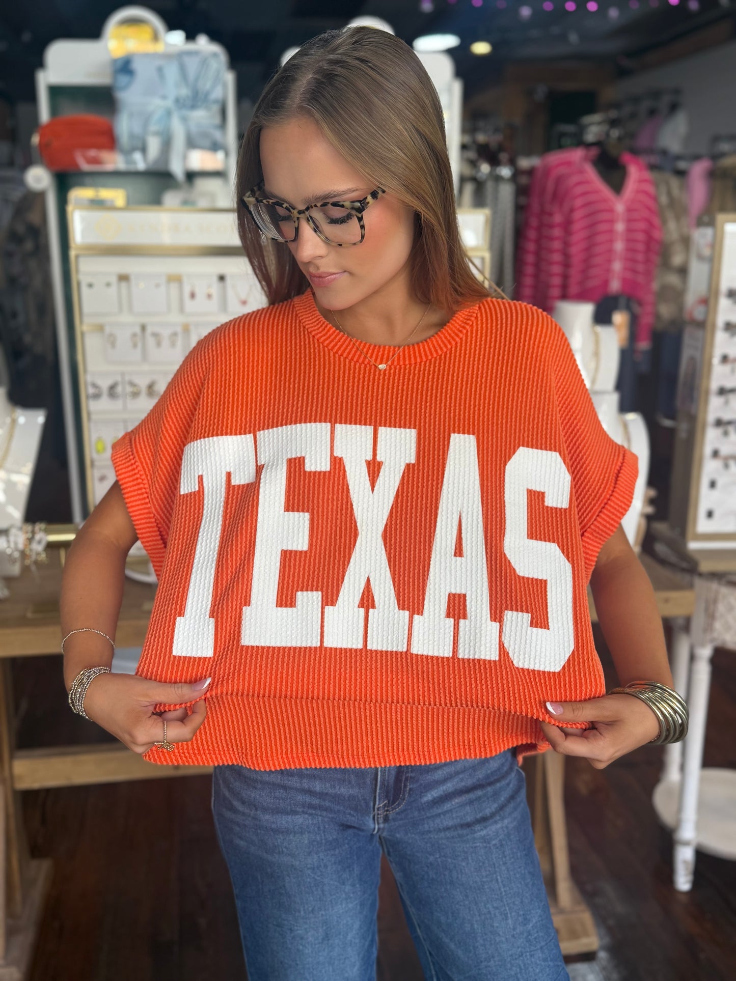 Texas Short Sleeve Top in Orange