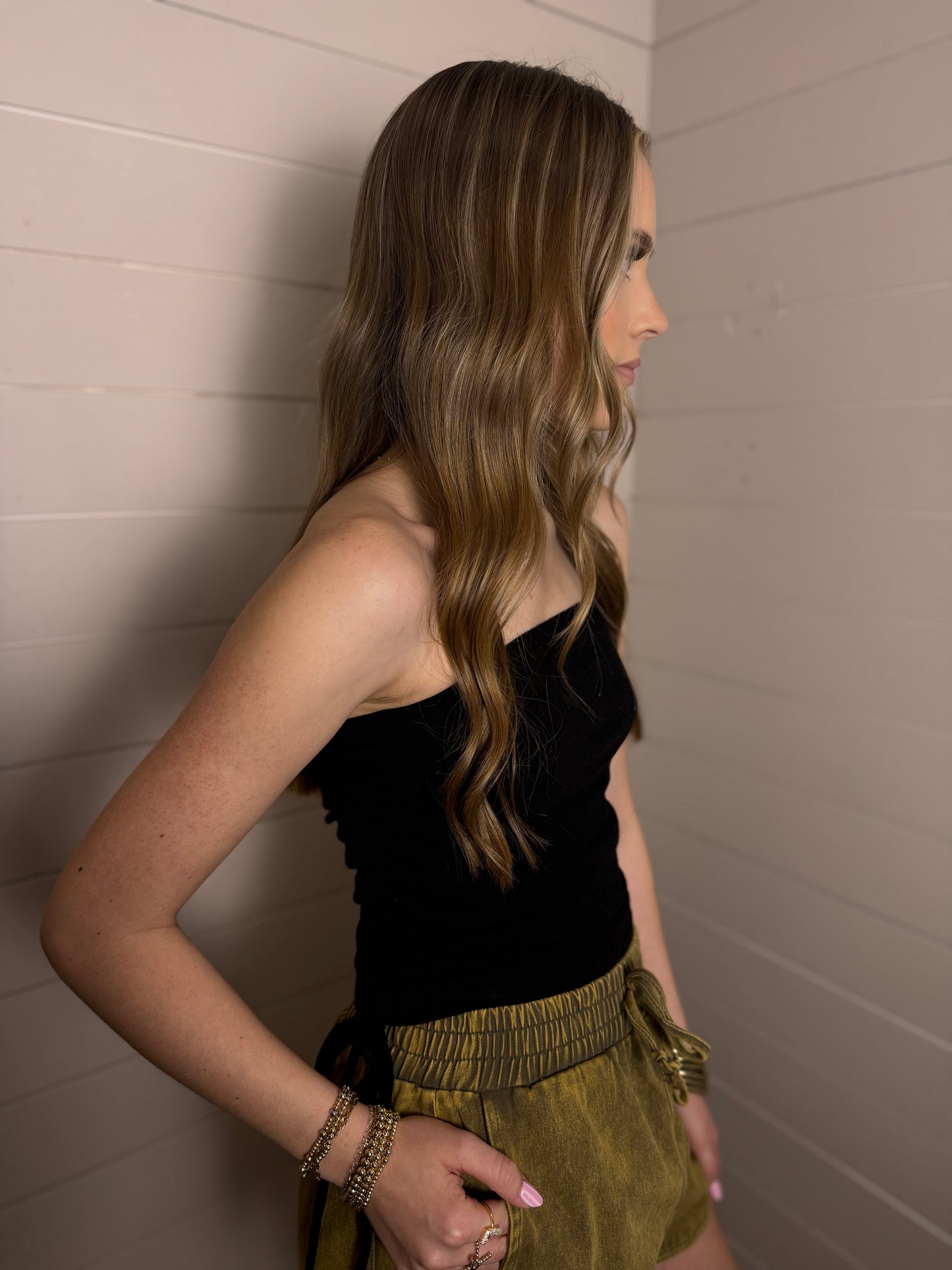 Rib Knit Tube Top in Black