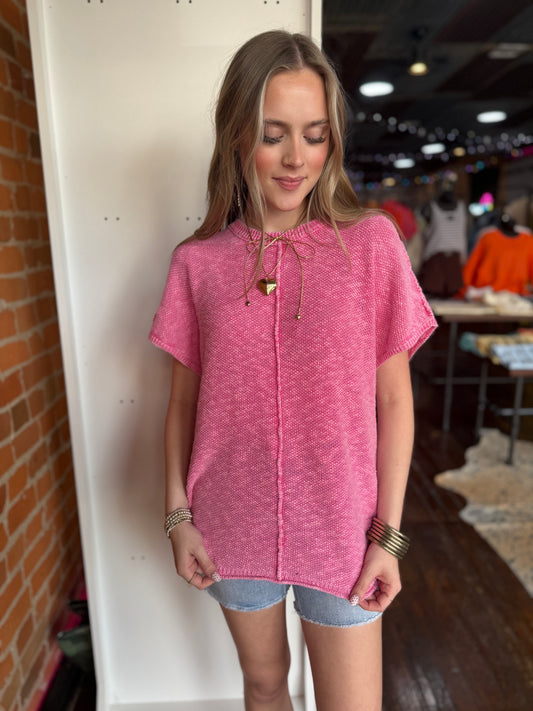 Casual Summer Sweater Top in Pink