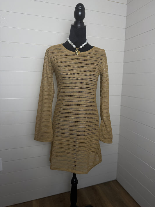 Crochet Net Coverup Dress in Mocha