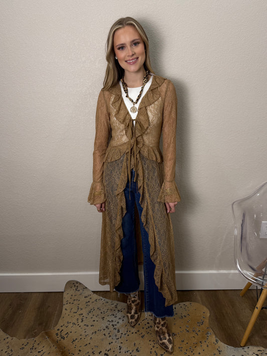 Ruffled Drapy Lace Outerwear