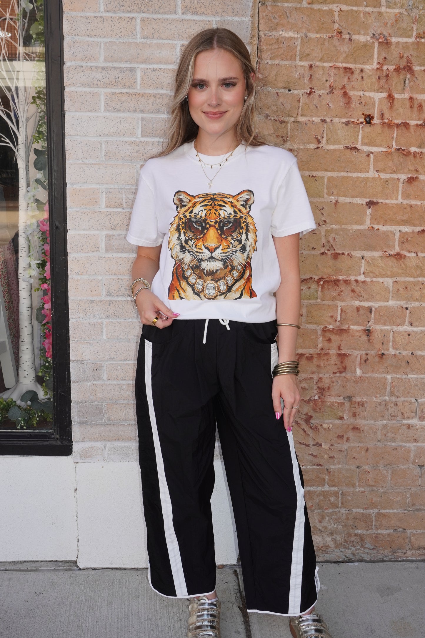 Boujee Glam Tiger Graphic in White