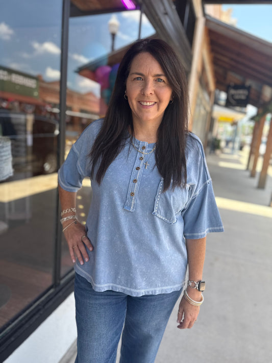 Ovie Oversized Top in Denim