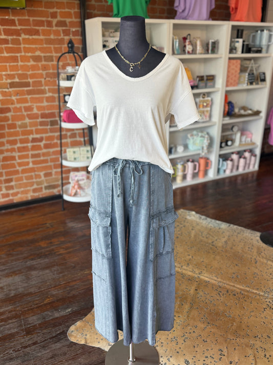 Mineral Wash Cargo Pants in Faded Navy