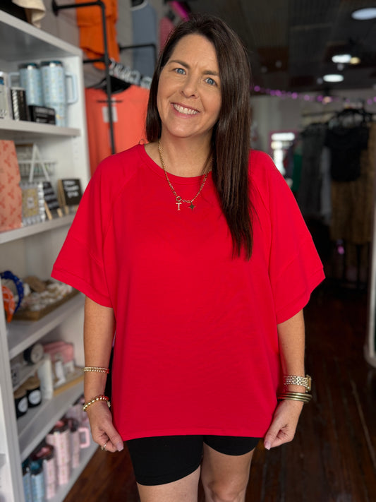 Comfy Oversized Top in Red