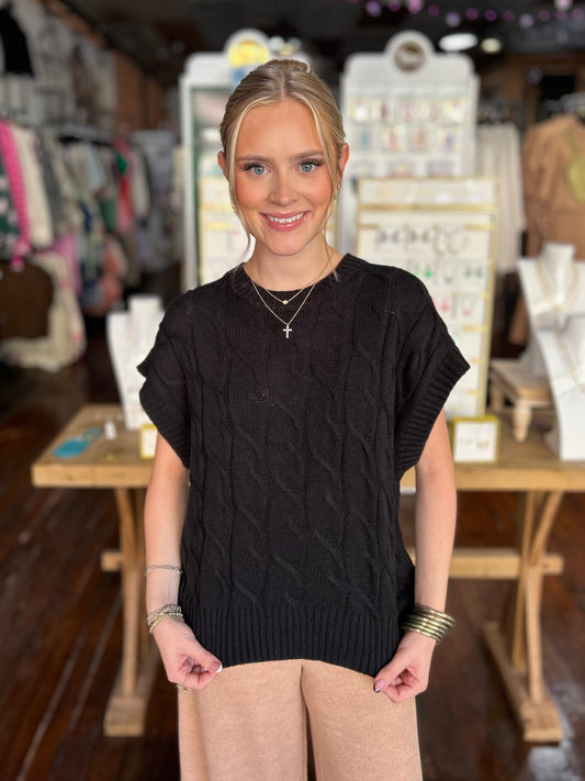 Keeks Knit Sweater Top in Black