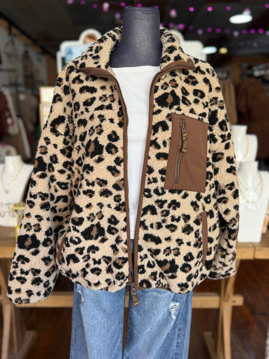 Leopard Fleece Trendy Jacket