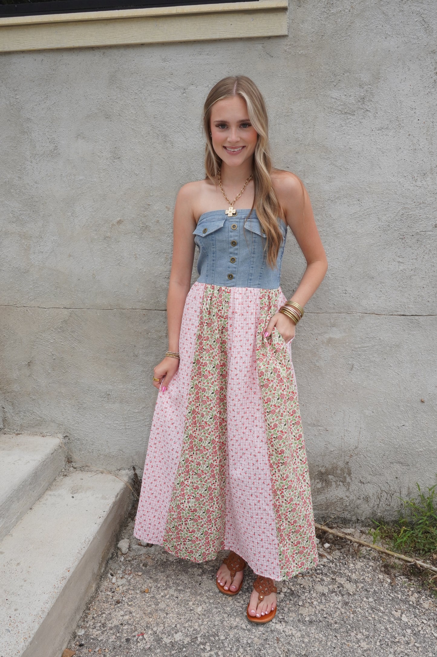 Denim Beaut Floral Maxi Dress
