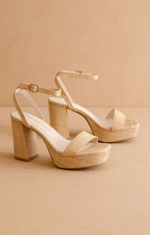Olympia Raffia Platform Heels