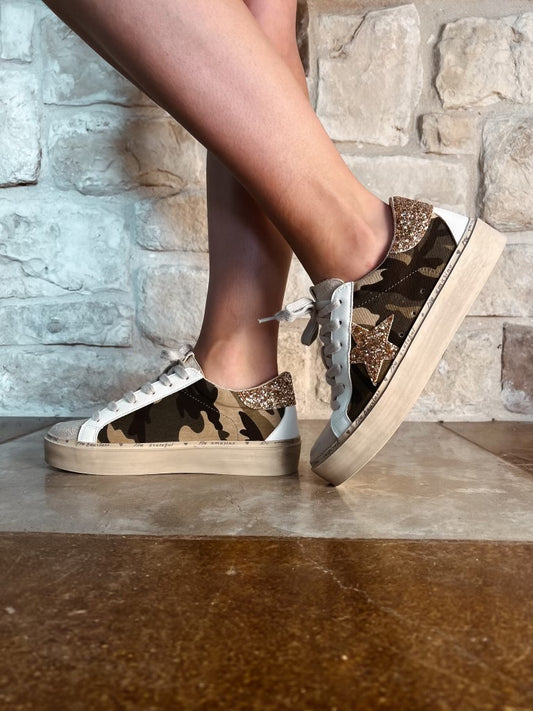 Reba Sneakers in Green Camouflage