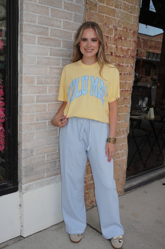 Lulu Mac Waffle Pants in Lt Blue