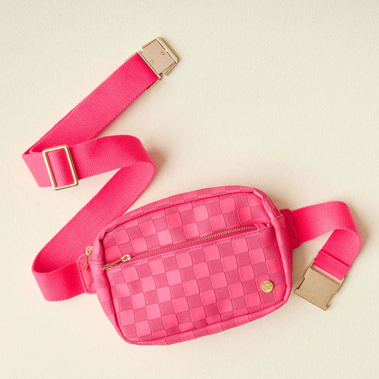 Urban Check Belt Bag - Hot Pink